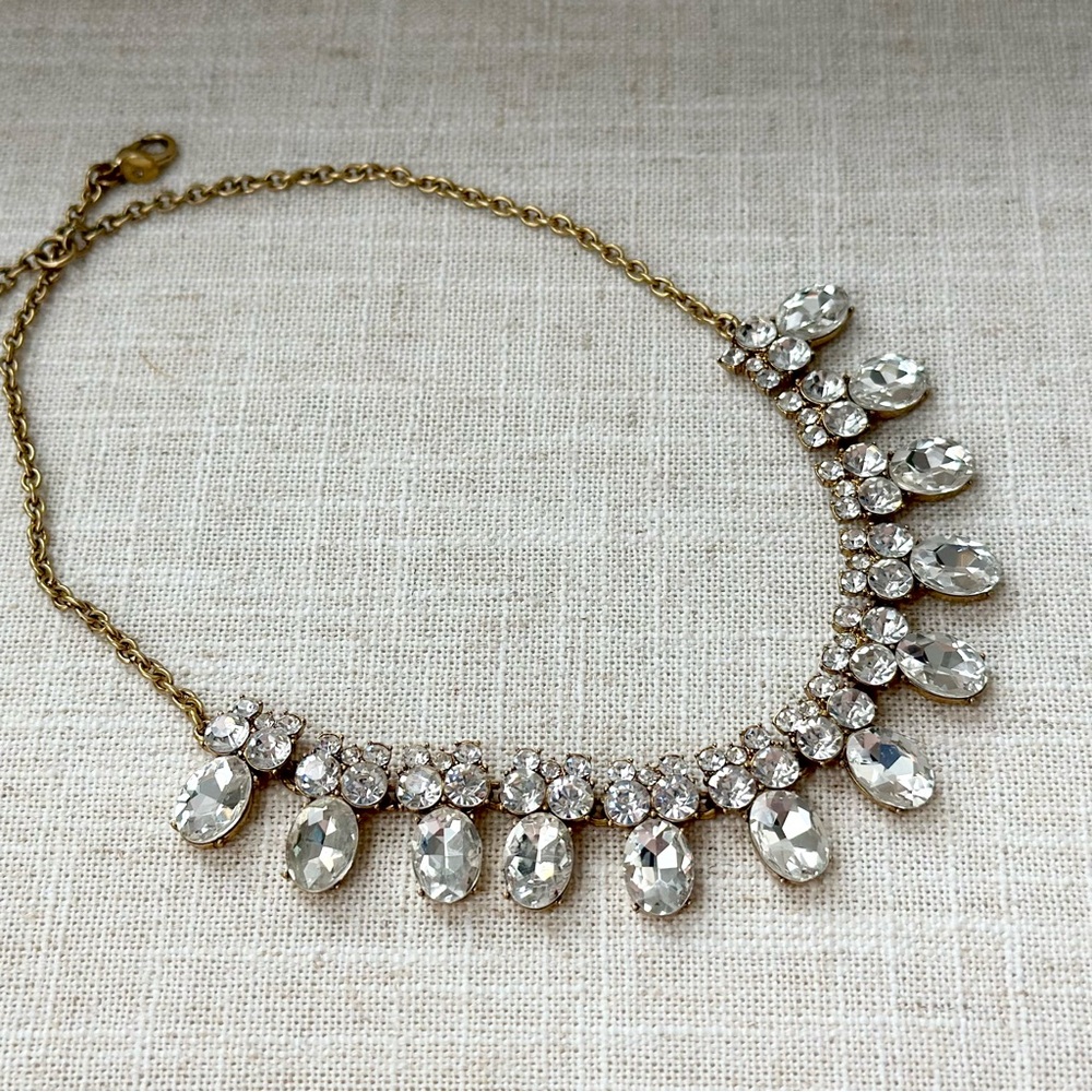 J.Crew Elegant Gold and Crystal Necklace